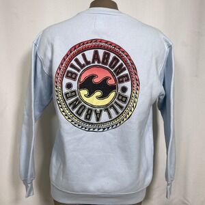 Billabong Heritage Wheel Surf Light Blue Long Sleeve Sweatshirt Women's MEDIUM